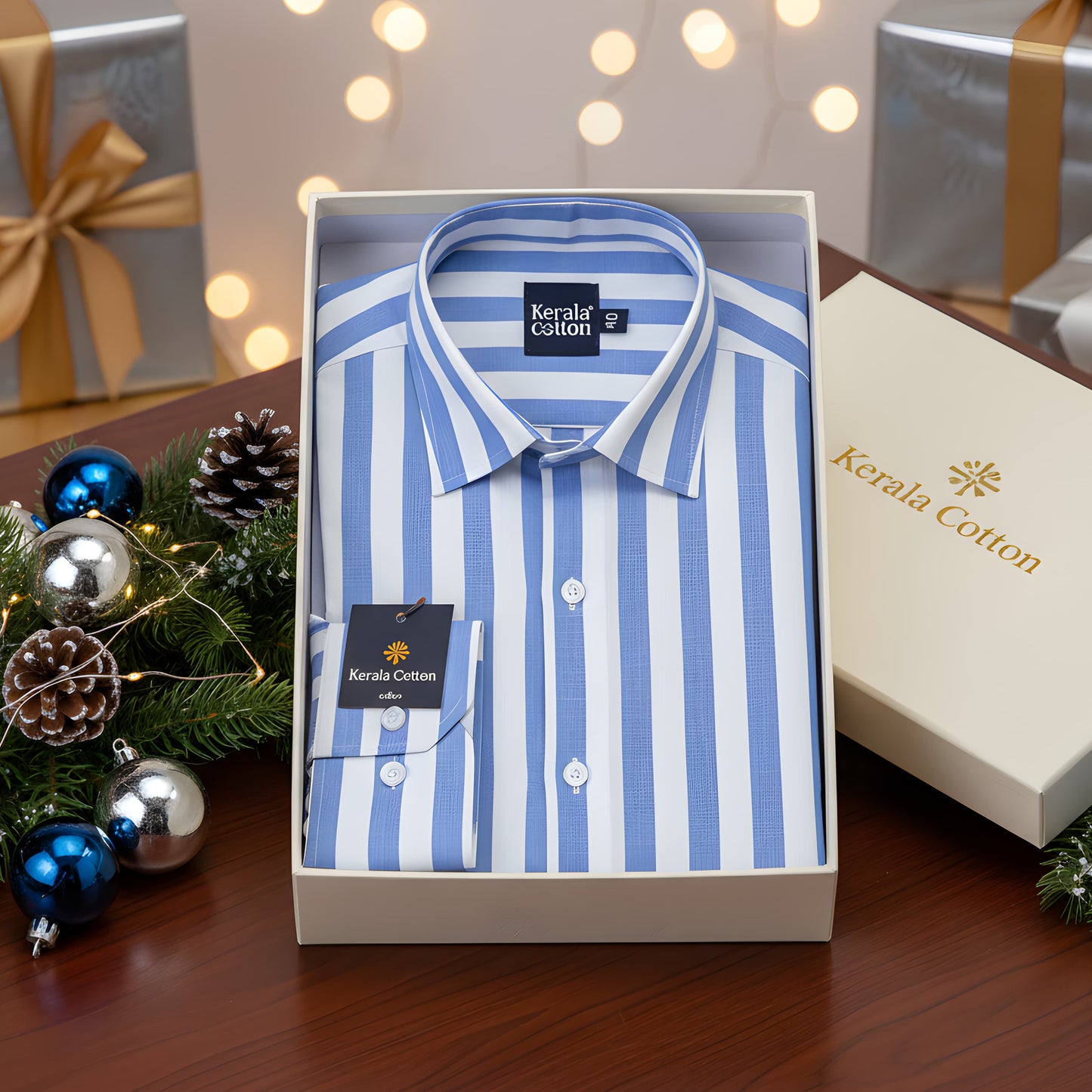 Linen White With Sky Patta Print Shirts For Men