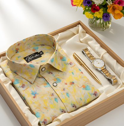 Digital Yellow Rama Mix Print Shirts for Men