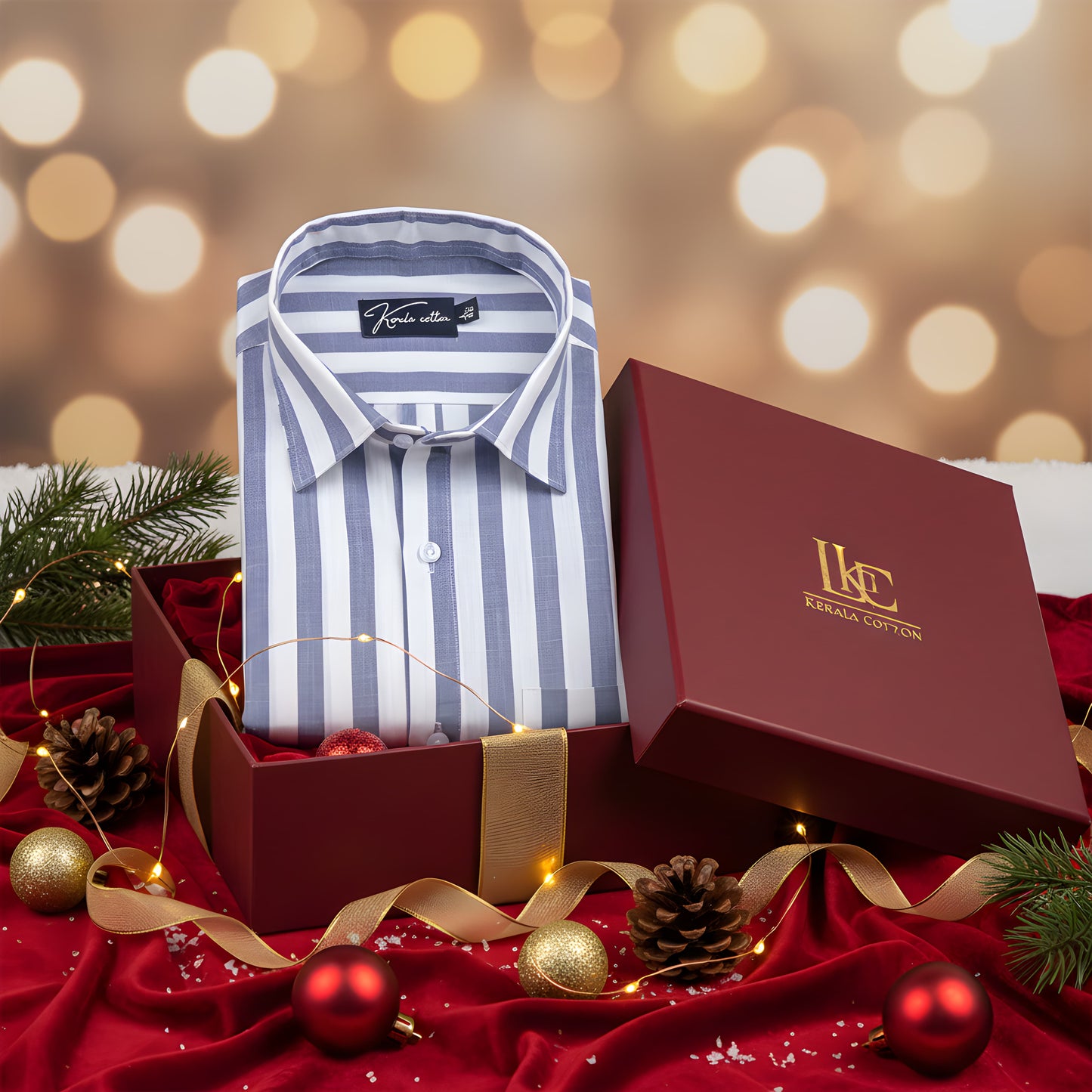 Linen White with Navy Blue Patta Shirts for Men