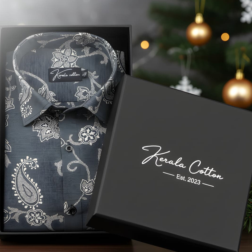 Sidney Linen Black with Fone flower Print Shirts for Men