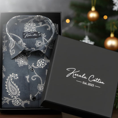 Sidney Linen Black with Fone flower Print Shirts for Men