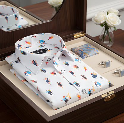 Digital Print White CouplePrint Shirts for Men