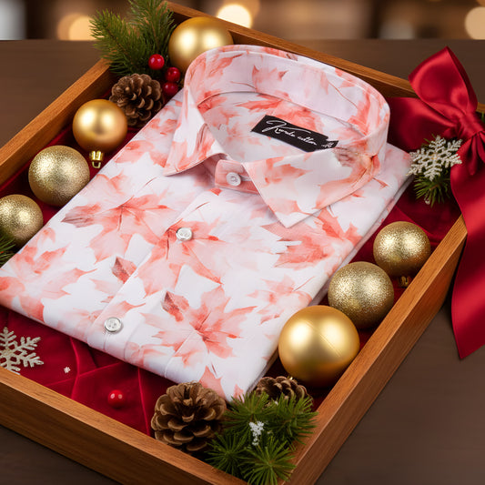 Italian linen White With Ready Orange Batel Print