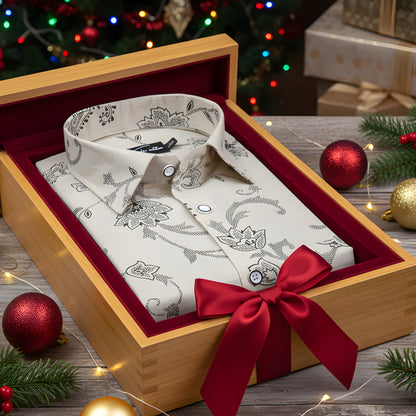 Sidney Linen fone with Mahendi Flower Print Shirts for Men