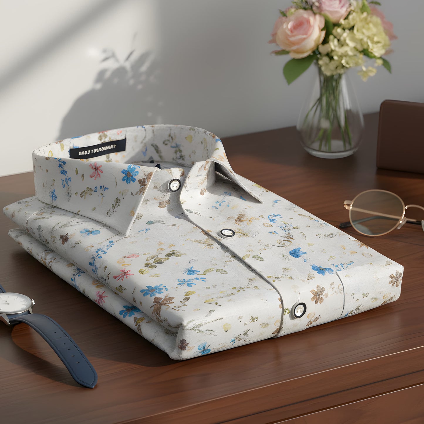 Italian Linen White With New Sky Mahendi Print Shirts For Men