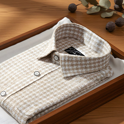 Jute linen Checks White with Fone Shirts for Men