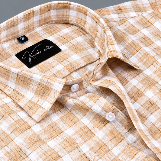 Soft Linen Fone Colour Checks Shirts for Men