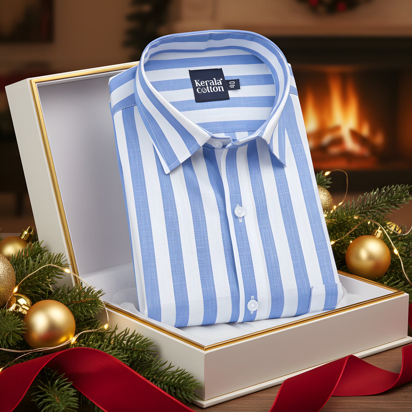 Linen White With Sky Patta Print Shirts For Men